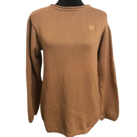 DKNY Women's Long Sleeve Pullover Long Sleeve Brown Sweater with Logo Size Small - Picture 1 of 9